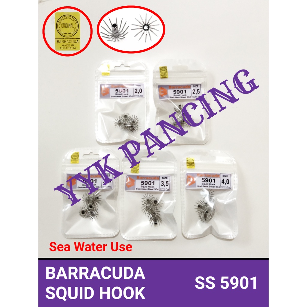 PAKU 5901 isi 5 pcs squid jig hook umbrella BARRACUDA mata kail pancing cumi udang capela stainless 