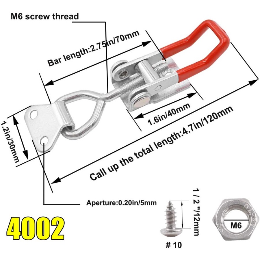4002 Adjustable Toggle latch clamp 440Lb klem togel pintu box lemari