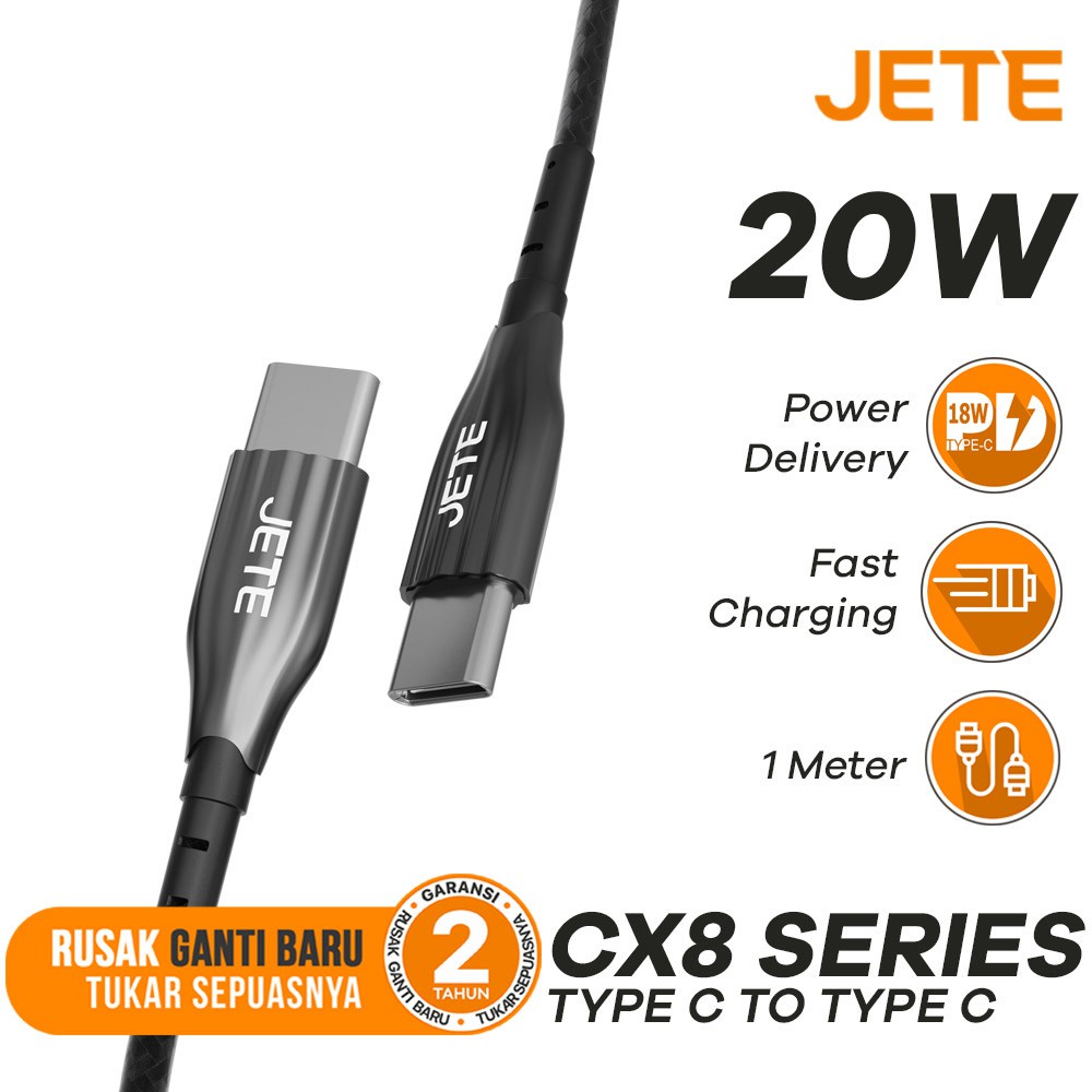 Kabel Data Kabel USB Type C to Type C Power Delivery JETE CX8