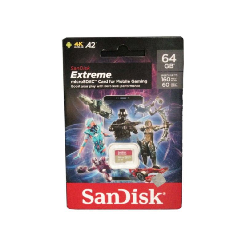 SanDisk Extreme 64GB A2 160MB/s MicroSD Card for Mobile Gaming