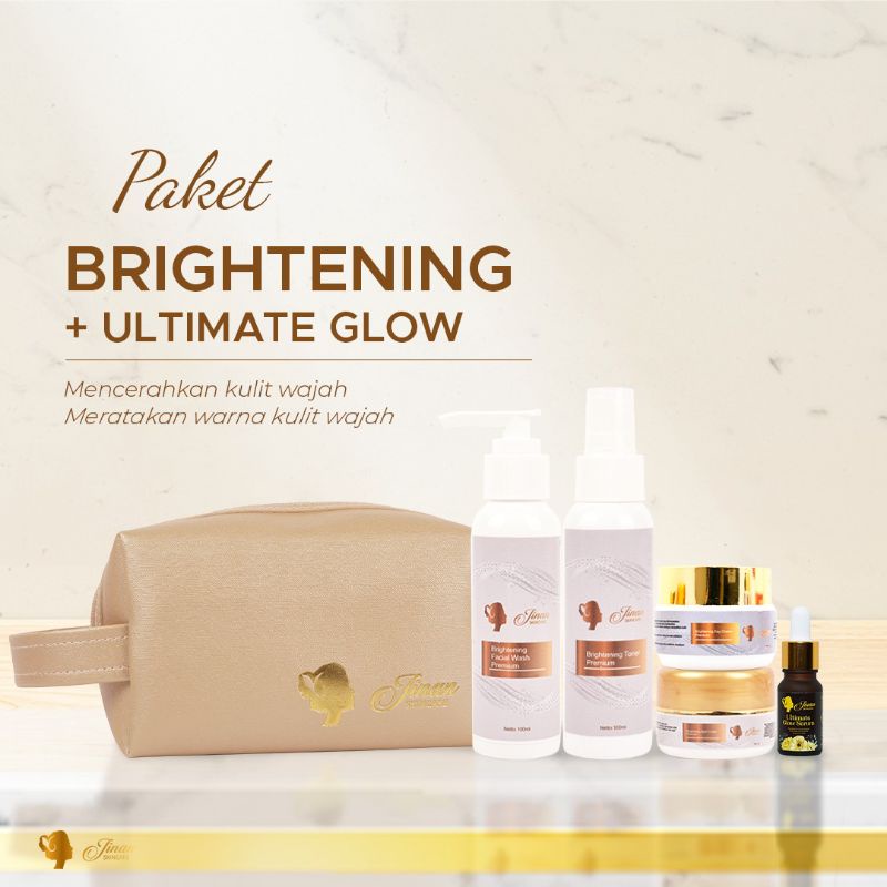 Paket Brightening skincare jinan krim pemutih wajah BPOM pemutih wajah pembersih wajah kulit glowing
