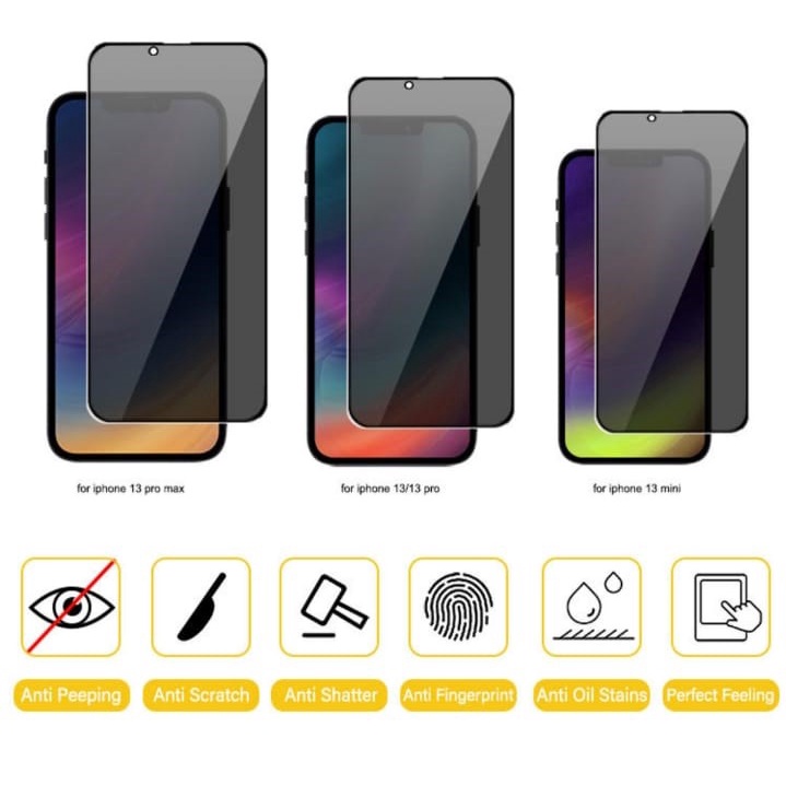 Tempered Glass iPhone 13 12 Pro Max 12 Mini 11 Pro Max XS XR XS MAX 7 8 Plus Privacy Anti Spy Full Cover-6