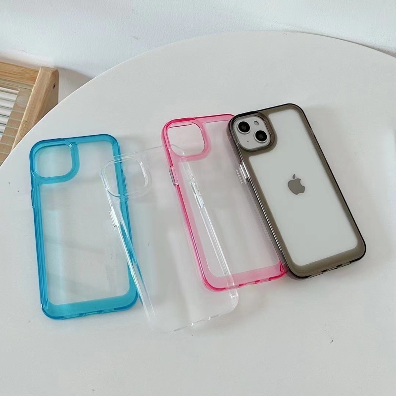 Soft Case Bemper Candy Bening iPhone 14 PRO MAX 14 PLUS 14Pro 14PROMAX 13 12 12 PRO MAX With Frame Softcase Silikon Jelly Clear Cover Casing