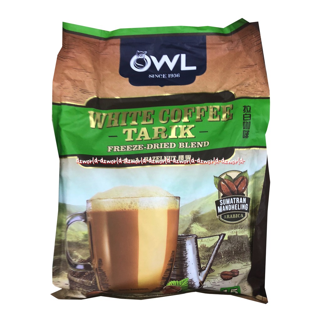 Owl White Coffee Tarik 15sachet freeze Dried Blend Sumateran Mandaheling 3 In 1 Hazelnut