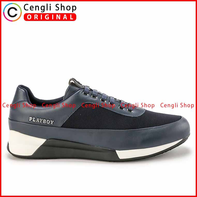 SEPATU PLAYBOY SNEAKER CASUAL PRIA ORIGINAL KULIT BIRU NAVY PLK1