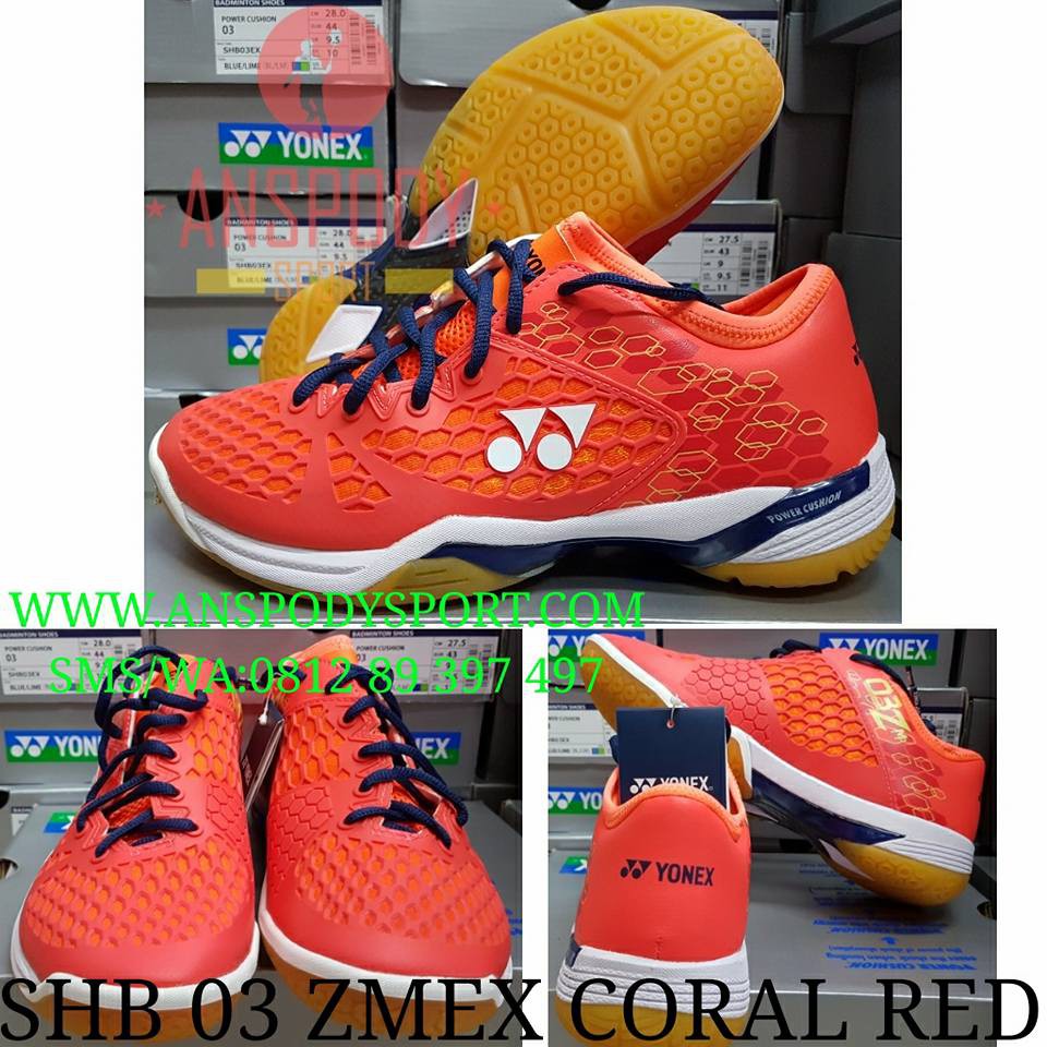 SEPATU BADMINTON YONEX SHB 03 Z MEN CORAL RED