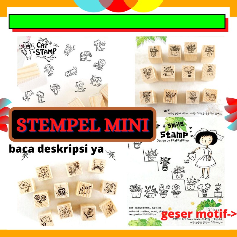 

Stempel Cap Stamp Setempel Kayu Wood Karakter Cute Mini Mungil Lucu korean korea Untuk Buku book Diary Diari Kekinian Motif Kucing Bunga Vintage