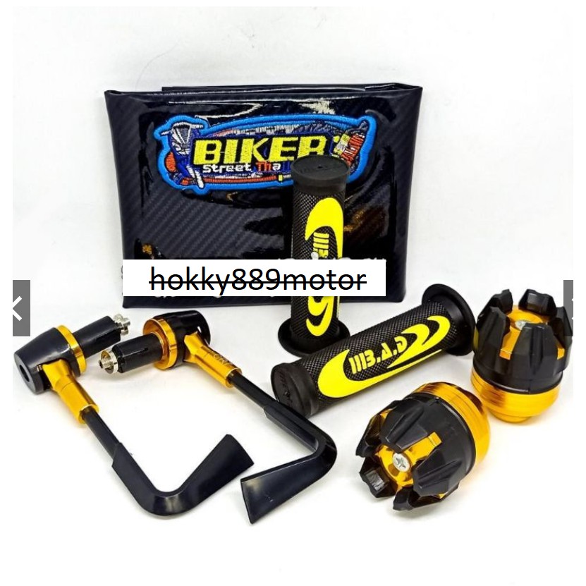 Kulit jok carbon hitam + proguard L + jalu as roda + handgrip Nike 1paket isi 4macam universal