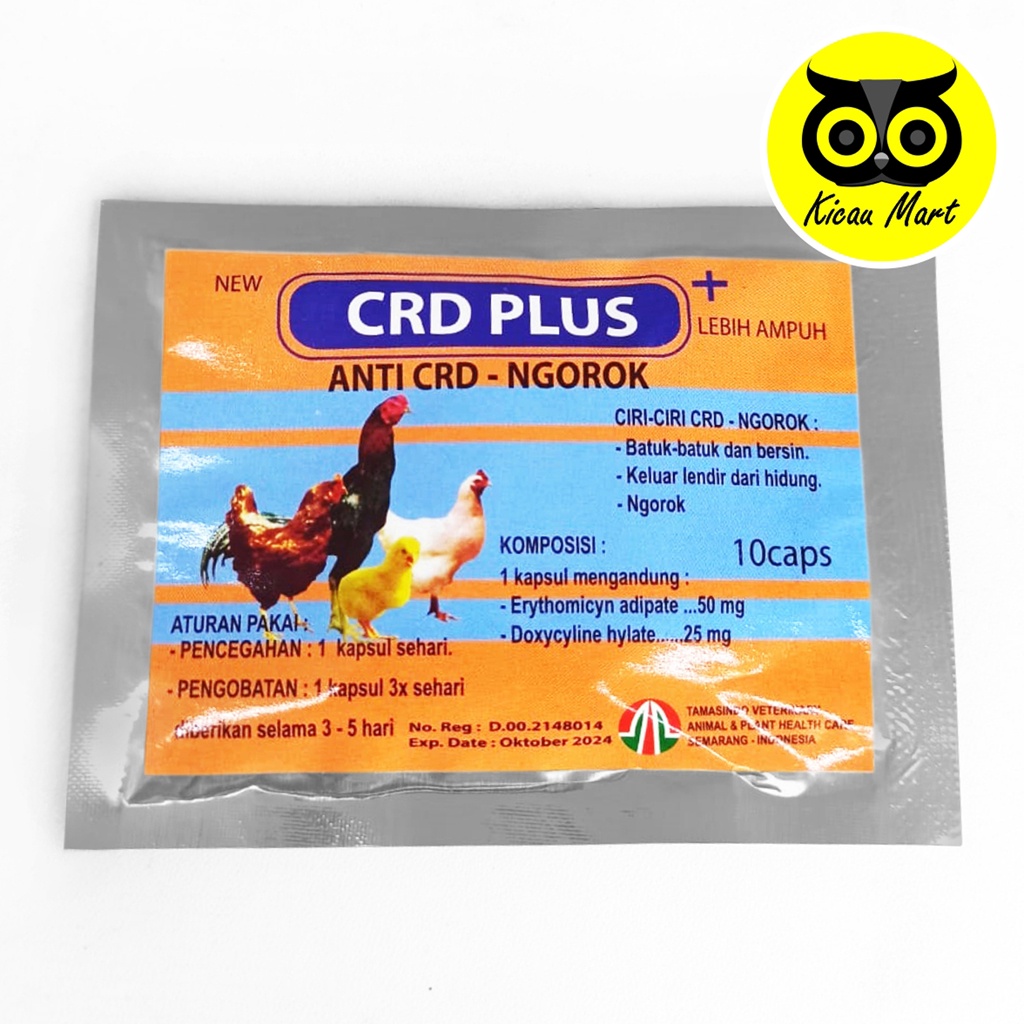 Obat CRD Plus 10 Capsul Obat Ayam Ngorok Obat Anti CRD Obat Bersin Batuk Pilek Unggas
