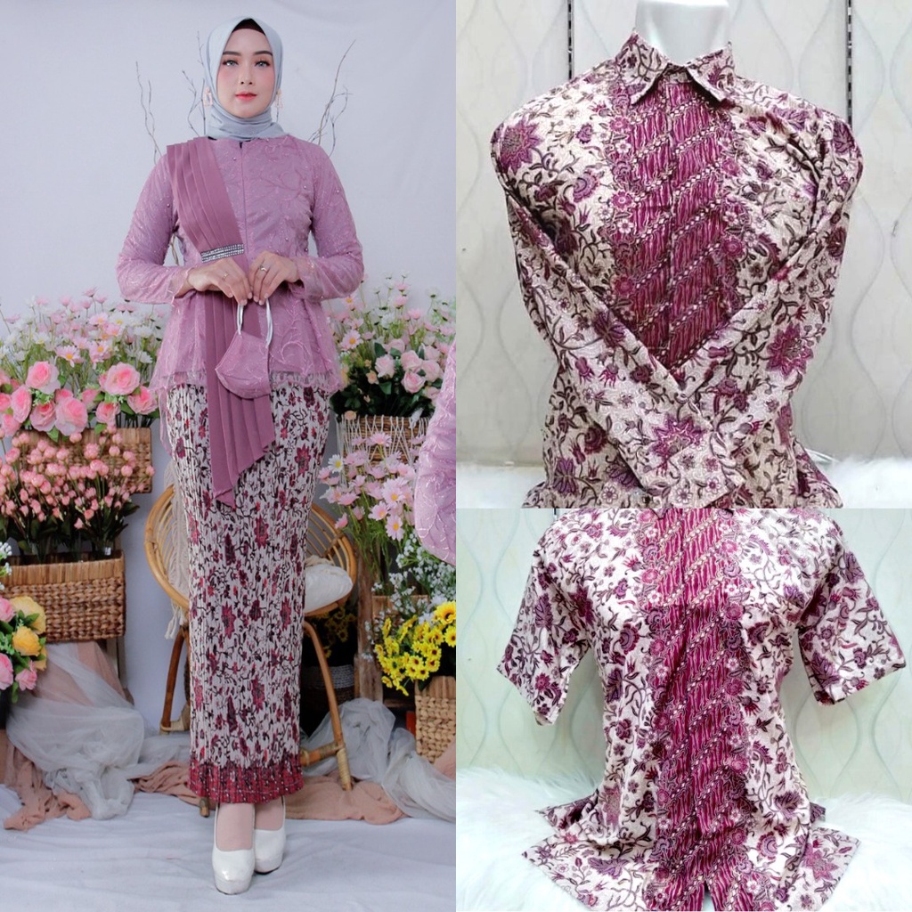 Couple Kebaya Tulle Aurora Selendang Dan Kemeja