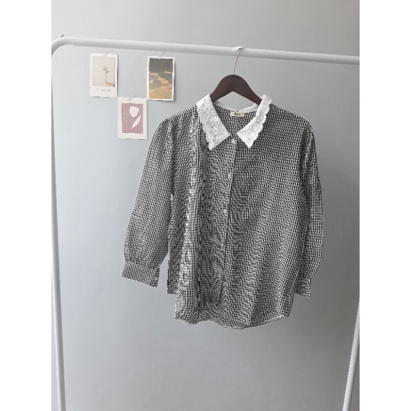 Kemeja Wanita Korea Gingham|Kemeja Flanel Wanita|Atasan kemeja Kotak-Kotak