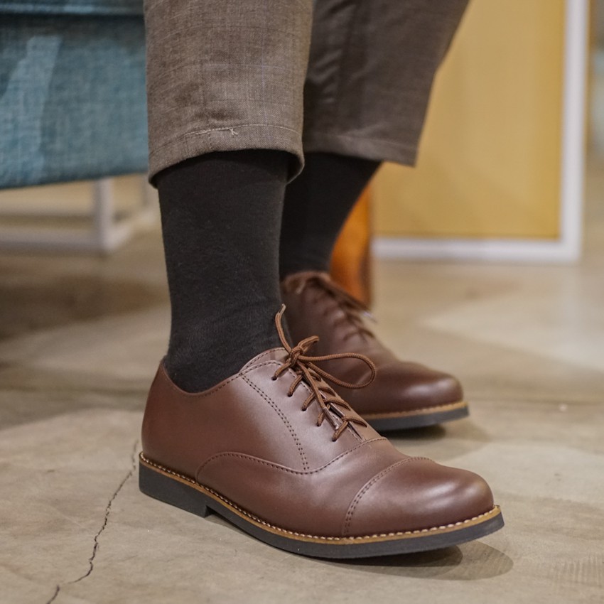 Dante Brown | 39-45 | Sepatu Pantofel Casual Kerja Kuliah Oxford Pria Cowok Men Laces | FORIND x Lvnatica