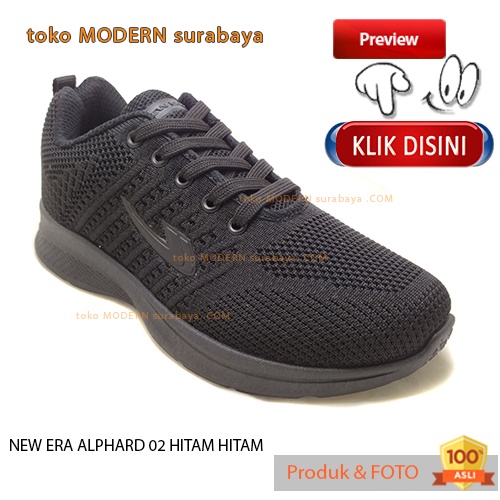 Sepatu anak sekolah casual sneakers tali NEW ERA ALPHARD 02 HITAM HTM