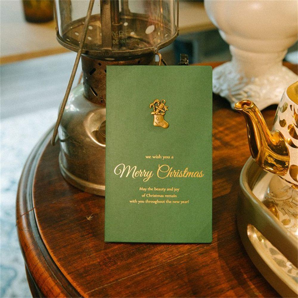 R-flower Gold Embossed Chrismas Card Merry Christmas Kartu Pesan Berkah Xmas Pesta Undangan Surat