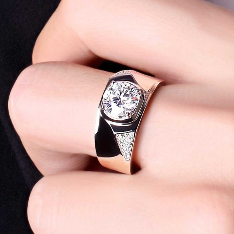 Cincin Kasual Berlian Emas Putih Pria Wanita Aksesoris Fashion Perak Titanium Rings