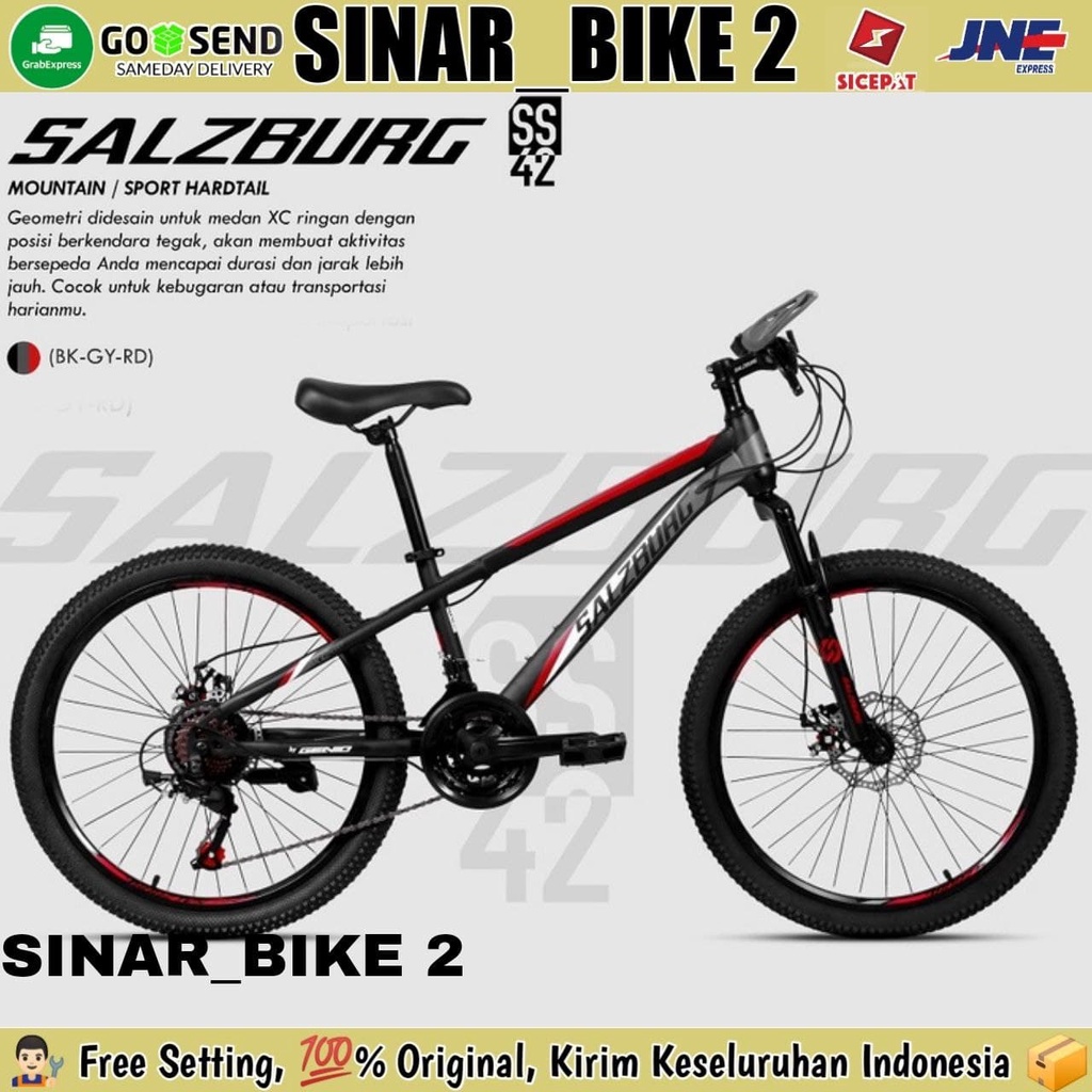 Seopeda Gunung MTB GENIO SALZBURG SS 42 Ukuran 24,26 &amp; 27,5 Inch 24 Speed