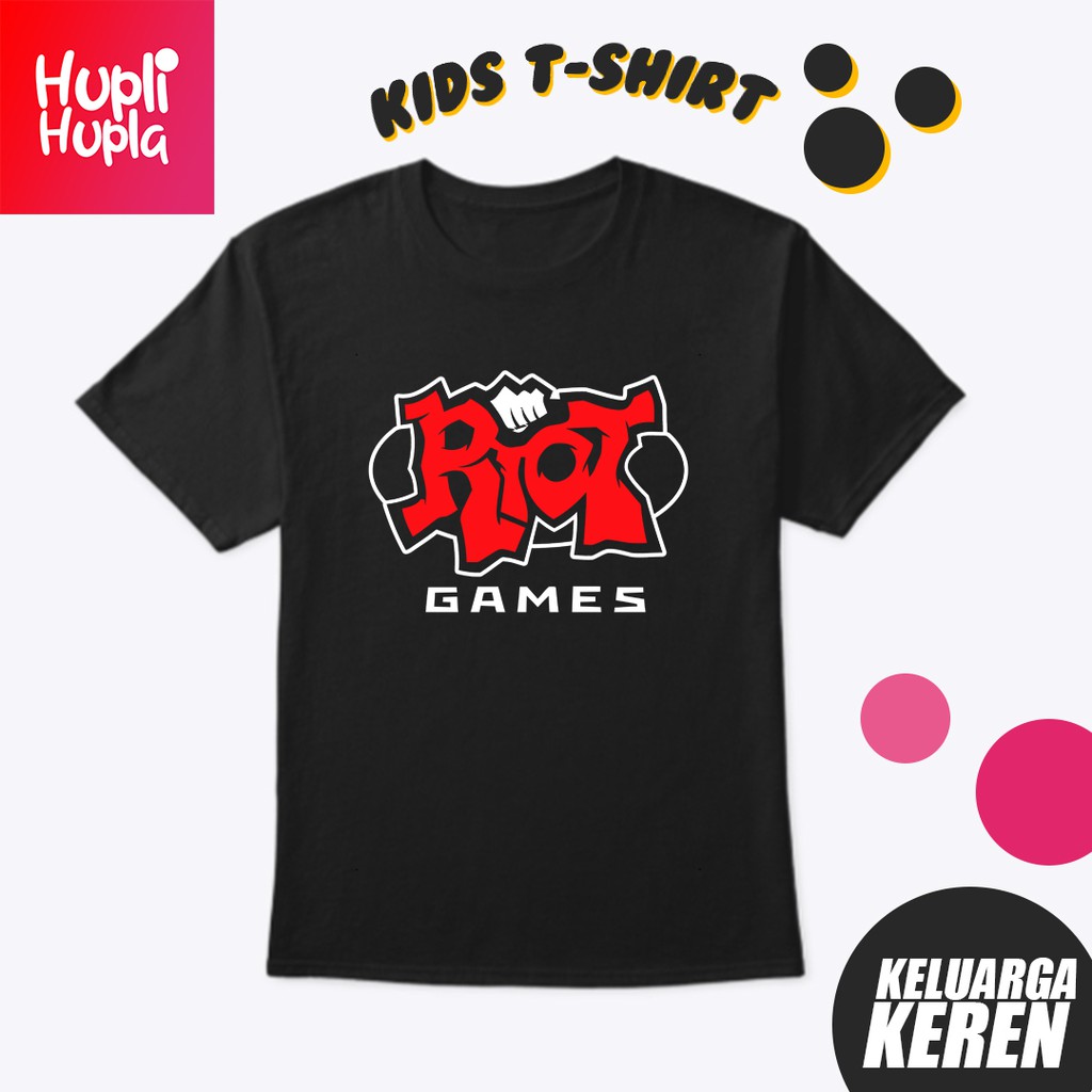 Kaos Anak Riot games logo Bahan Distro Katun Combed