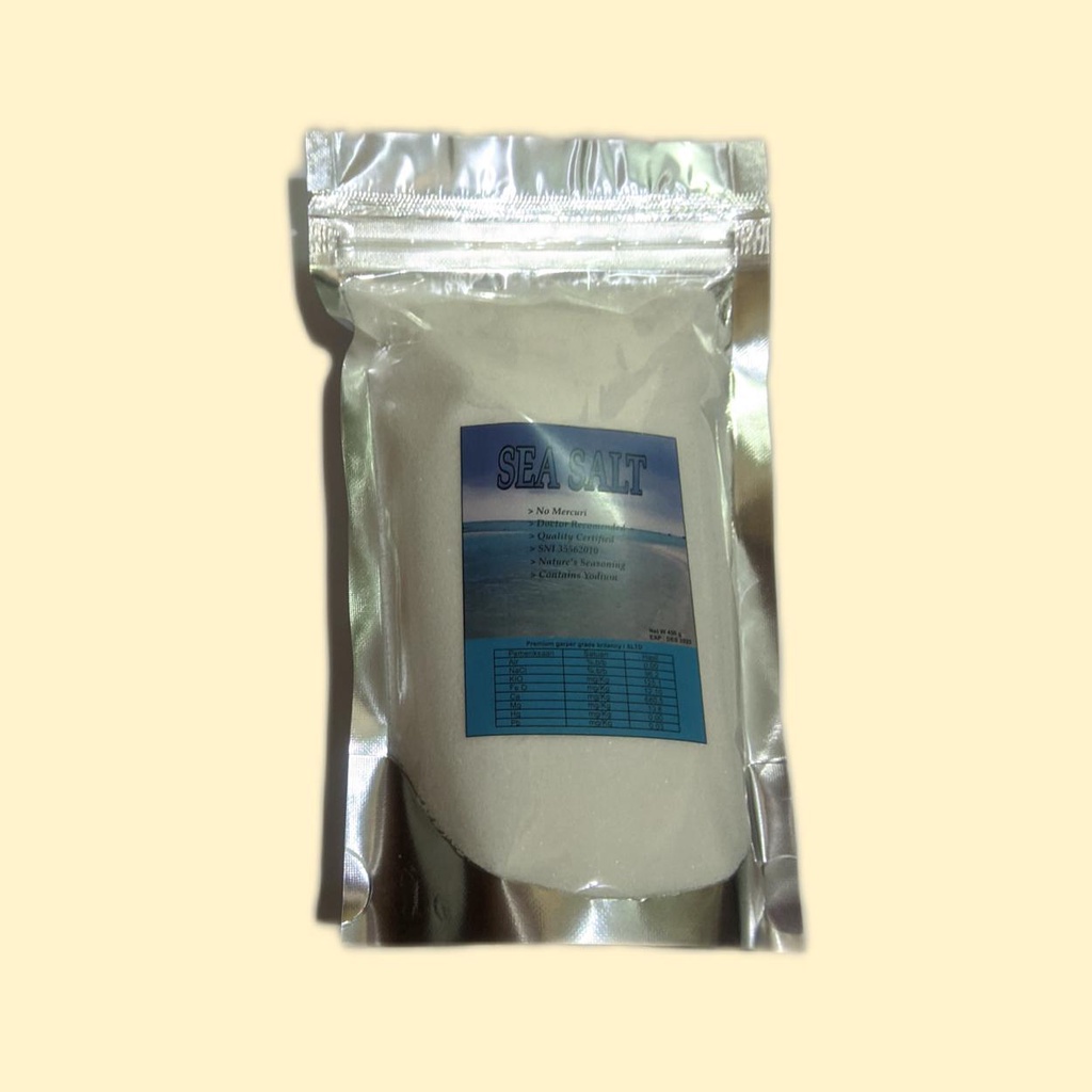 

NG Garam Tanpa Merkuri Sea Salt Garam Perancis SNI StandardMengandung Yodium450 grMPASIKomorbit