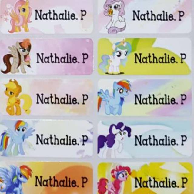 

My Little Pony label nama untuk ditempel di buku sekolah / sticker nama / waterproof label kuda poni