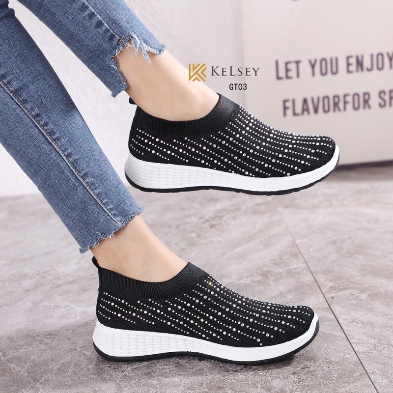 (GRATIS ALAS KAKI) RESTOCK!!  NICOLE SEPATU FLYKNIT SHOES FLAT WANITA KELSEY GT03 SEPATU WANITA IMPORT