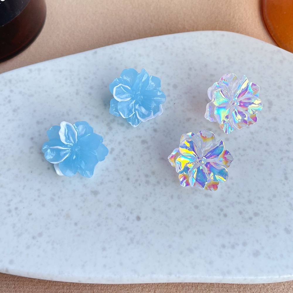 Anting Klip On Tanpa Tindik Desain Bunga Warna-Warni Bahan Resin Gaya Korea Untuk Pesta Pernikahan