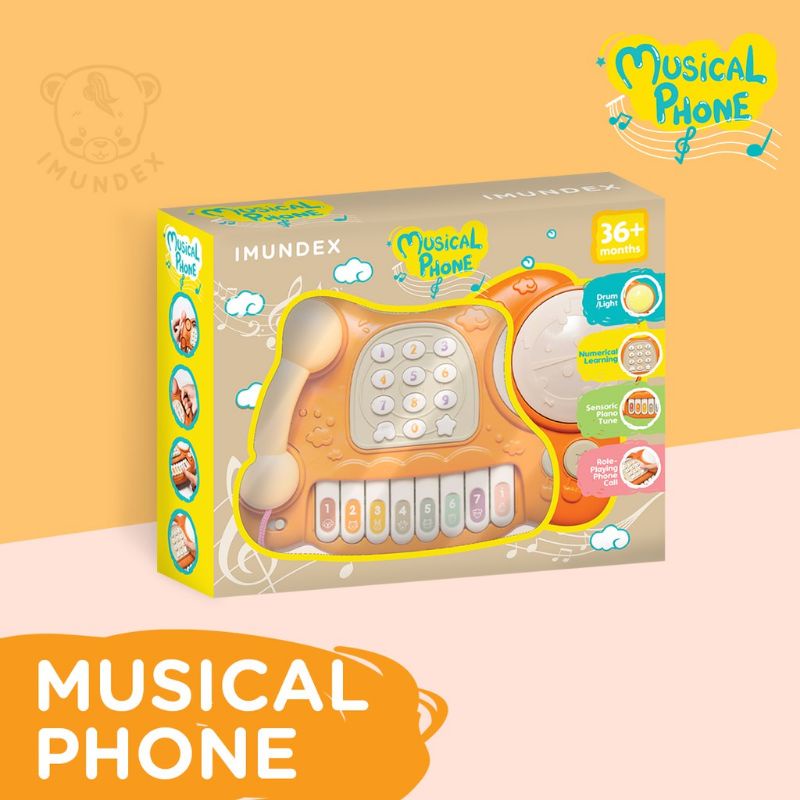 Imundex Musical Phone 8in1 Mainan Telpon Anak Bayi Mainan Musik Mainan Edukasi Sensorik Motorik Bayi