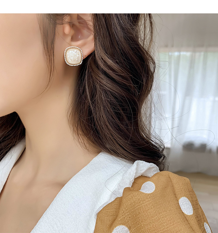 Anting 925 Silver Needle Bentuk Persegi Aksen Mutiara Untuk Aksesoris Pernikahan