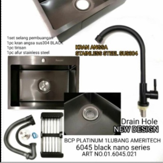 Kitchen Sink / BCP Single Black Nano Stainless Ameritech- MEDAN - 68 X 45