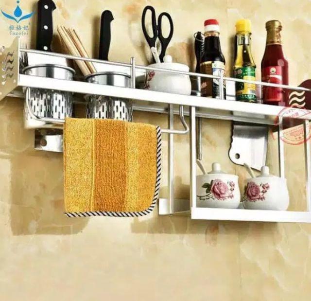 Rak Bumbu Dapur Peralatan Kamar Mandi Serbaguna Tempel Dinding Perlengkapan Rumah Ruang Makan