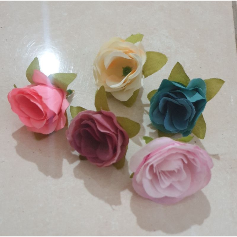 FLOWERHEAD Kuntum Bunga Mawar Pink  biru plum