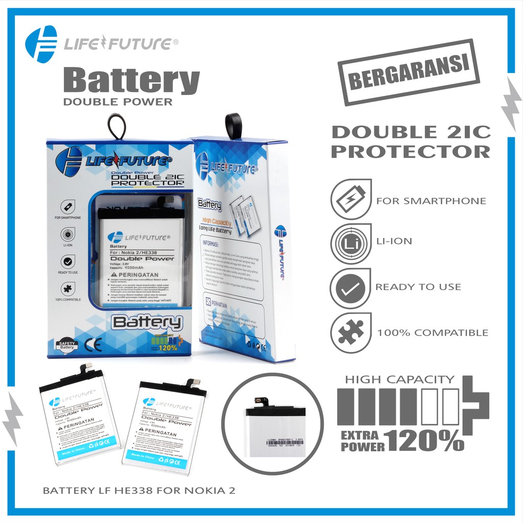 BATERAI NOKIA 2 / HE338 / HE339 DOUBLE POWER LIFE FUTURE