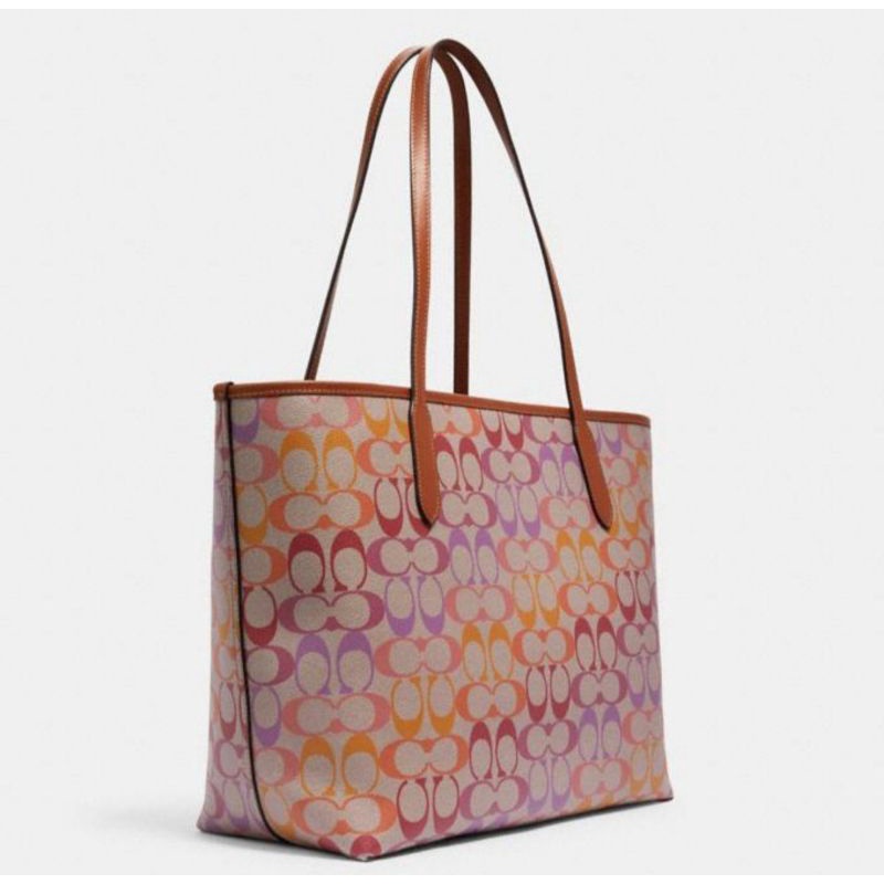 Coach City Tote In Rainbow Signature Canvas(C1316)