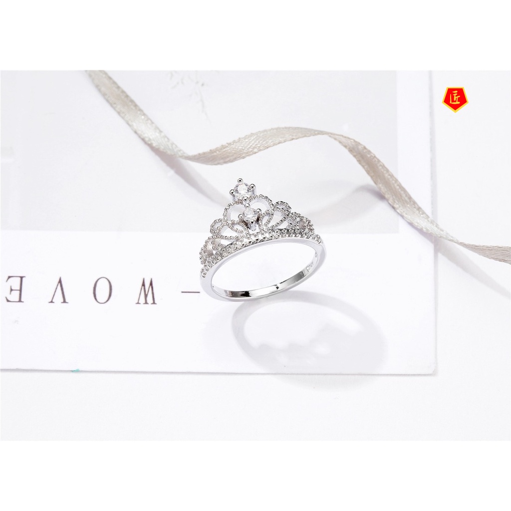 [Ready Stock]Fashion Elegant Micro-Inlaid Crown Diamond Ring