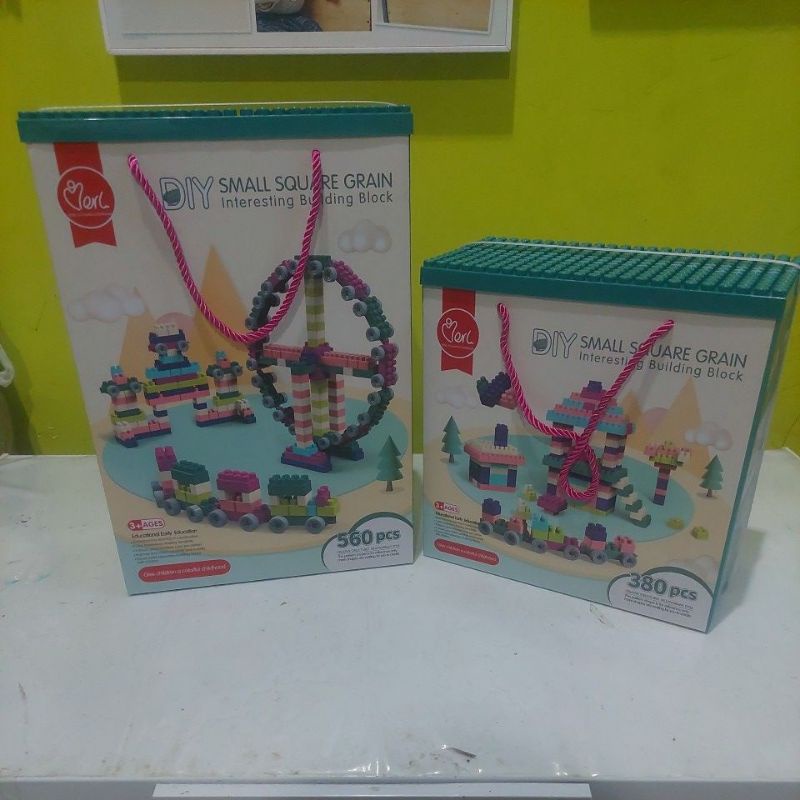 DIY mainan balok edukasi montessori motorik Lego brick Yerl-A small square grain 380 dan 560 pcs