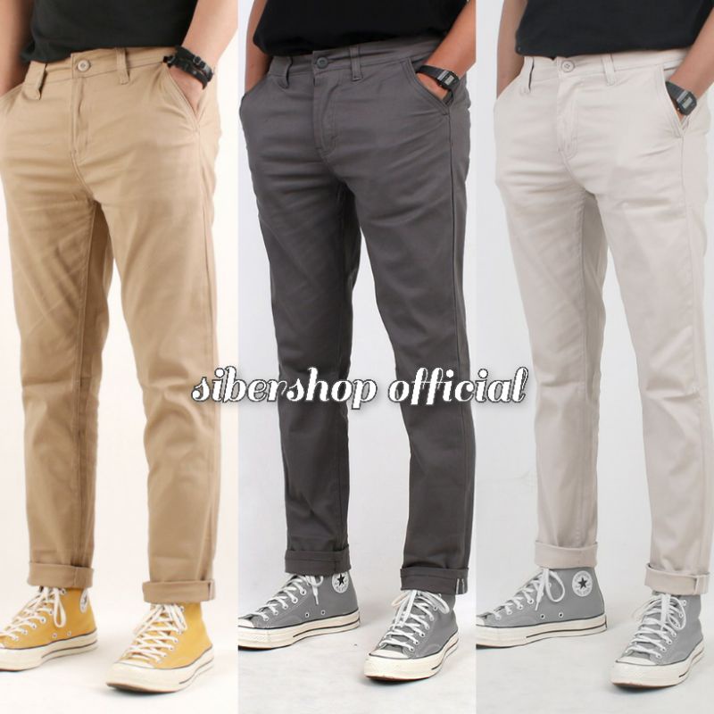 Celana Chino Panjang Pria Celana Casual Bahan Kantor Kerja Berkualitas Premium Size 27-38