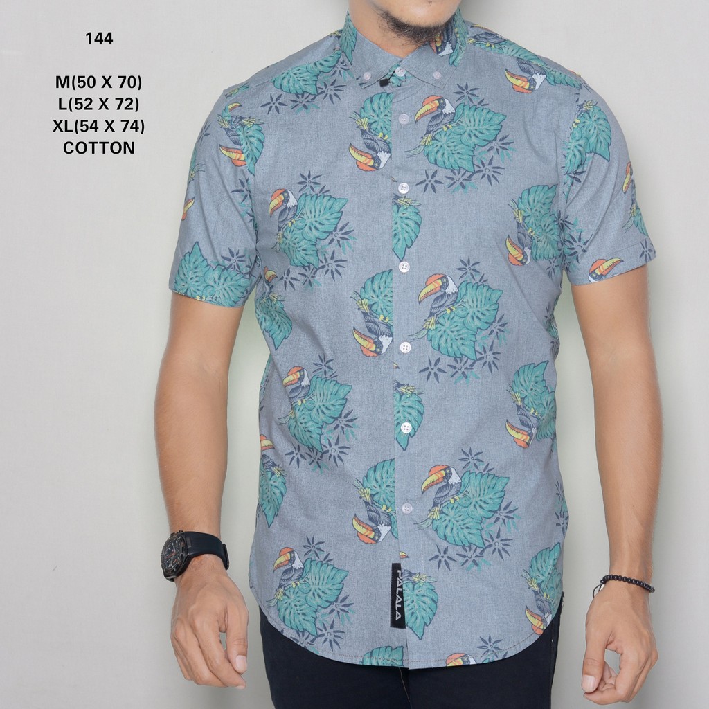 Kemeja Pendek Motif Burung Rangkong - TMS015