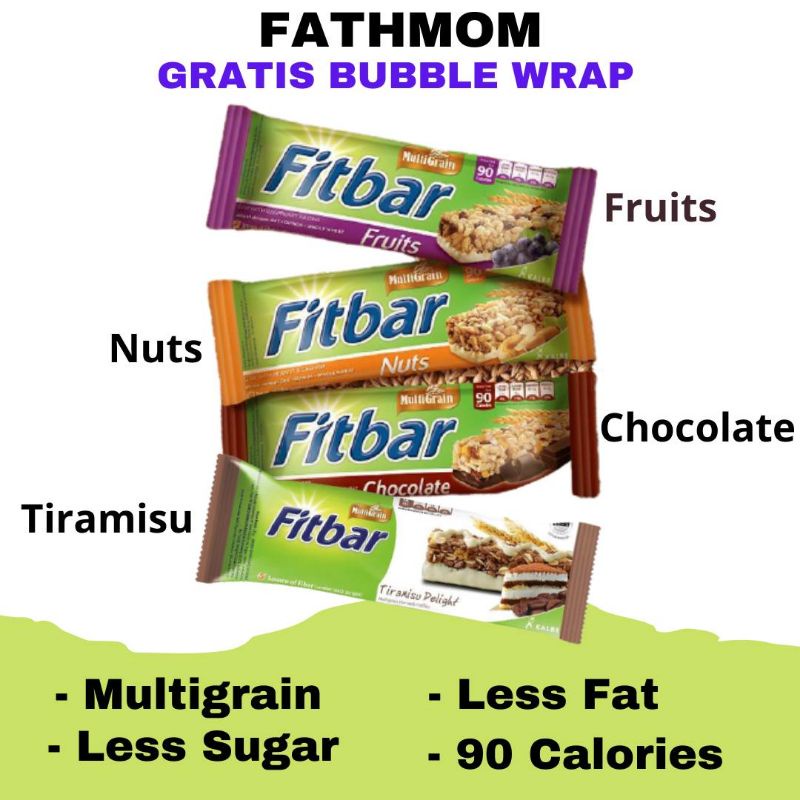 

(DISKON) Fitbar Snack Sehat 90 Calories Varian Nuts l Fruits l Chocolate l Tiramisu