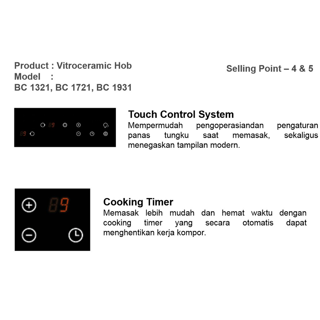Kompor Listrik Tanam Vitroceramic Hob Modena BC 1321 2 Tungku 30 Cm