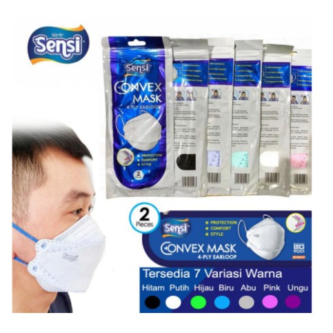 SENSI CONVEX MASK 4PLY  SACHET / MASKER SENSI CONVEX ISI 2 ORIGINAL SEGEL DARI PABRIK (BUKAN REPACK)