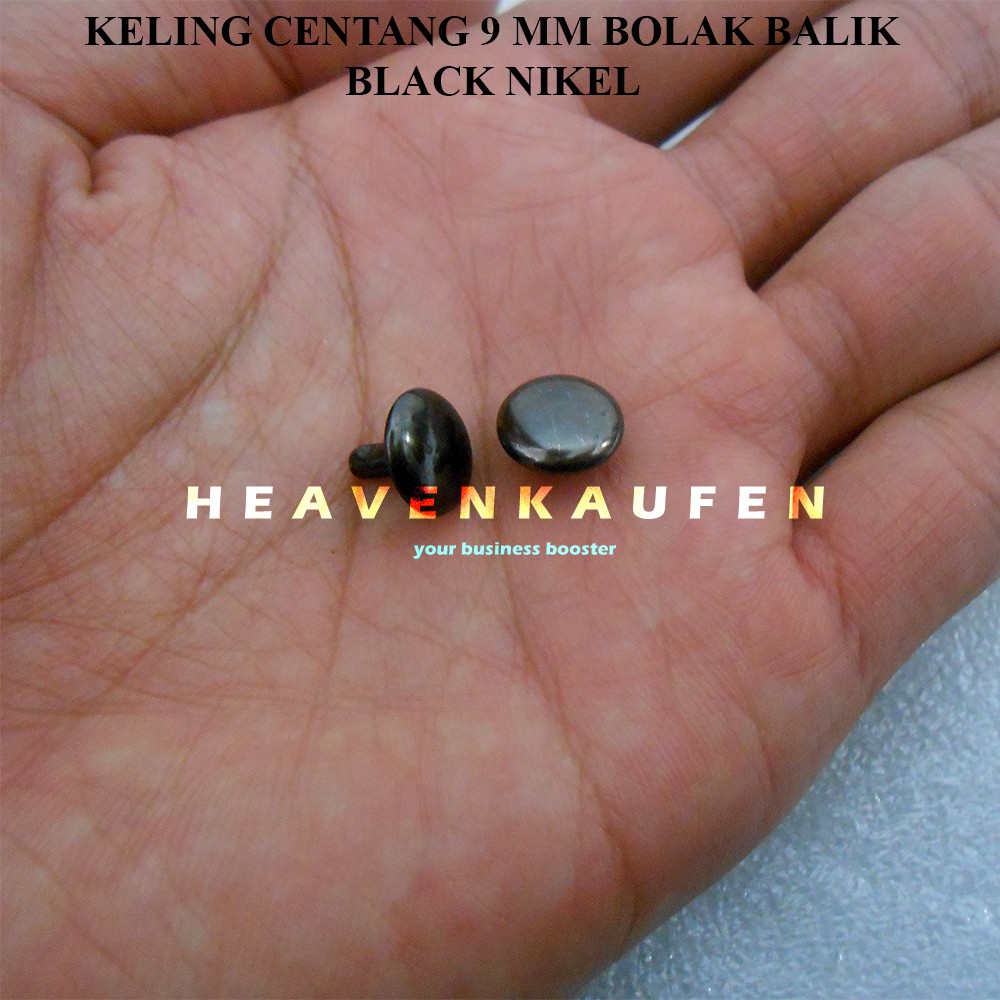 Paku Keling Rivet Centang / Gepeng 9 mm Bolak Balik Warna Black Nikel Hitam Per Pack 50 Pasang