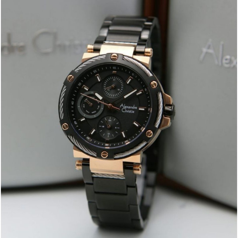 ALEXANDRE CHRISTIE AC 6561 ROSEGOLD BLACK AC6561 WANITA ORIGINAL