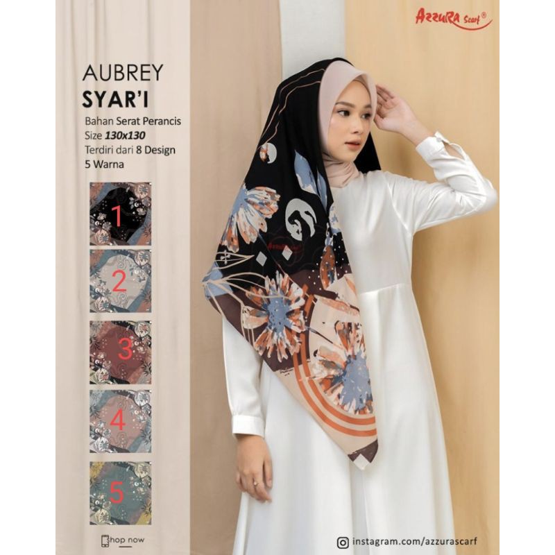 Aubrey syar'i Azzura scarf, segiempat import, grosir jilbab segiempat, ecer jilbab segiempat