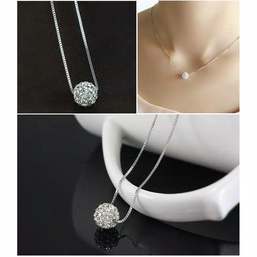 ♥TMALL88♥ Kalung Stainless Crystal H16 Bentuk Bola Diamond / Titanum Crystal h16 Jewelry