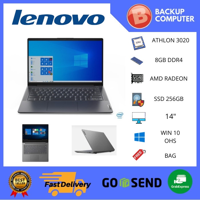 LENOVO V14 ATHLON 3020 8GB 256SSD W10+OHS 14.0 GRY