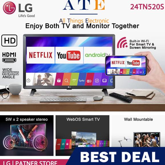 LG 24 Inch Smart Monitor TV 3 in 1 24TN520S 24" Official LG Indonesia