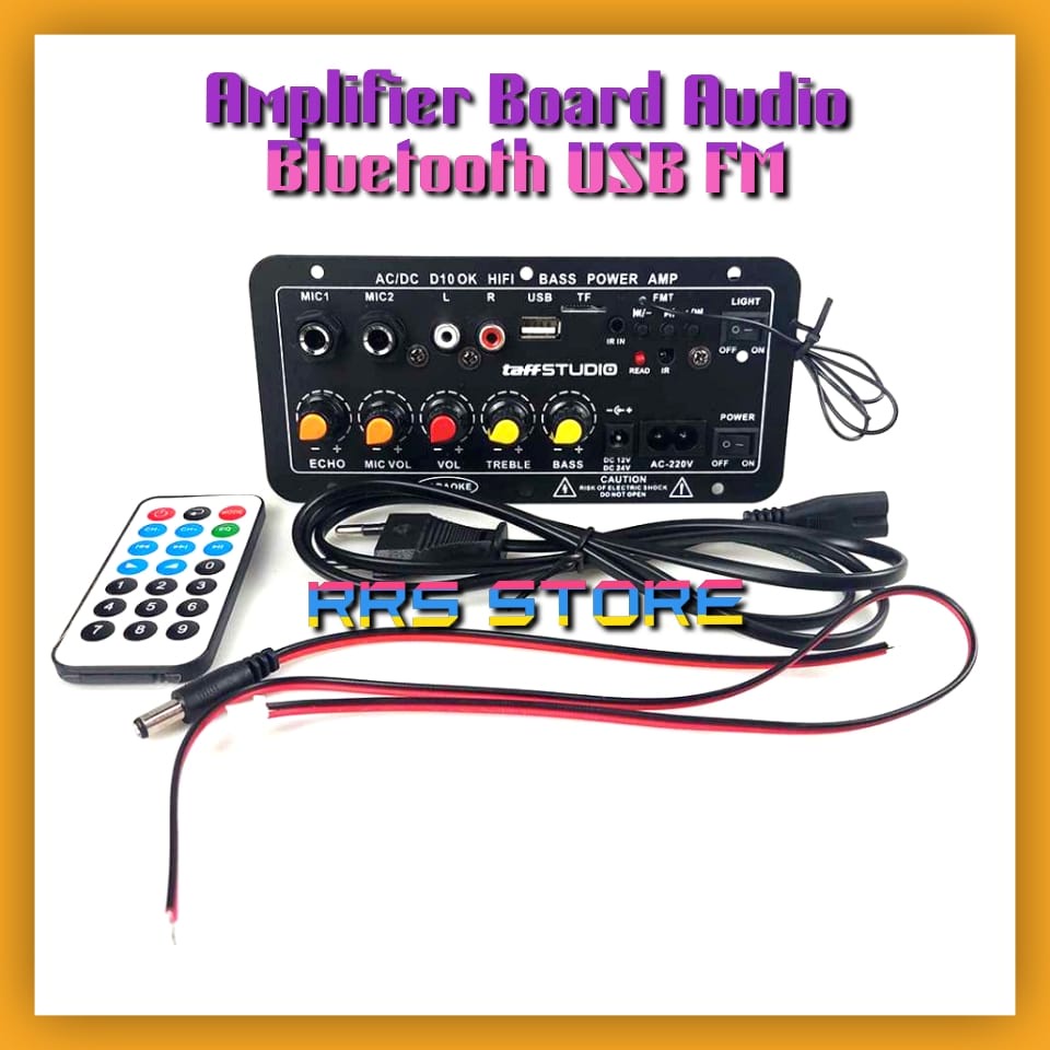 TaffSTUDIO Amplifier Board Audio Bluetooth USB FM Radio TF 400W D10OK Koneksi TF Card, USB Flashdisk, Bluetooth suara speaker menjadi lebih jernih