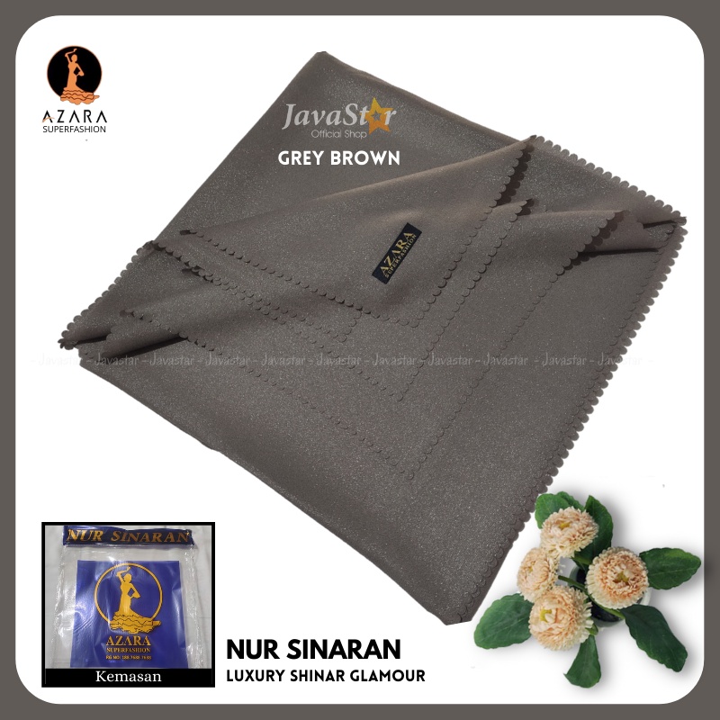 (GROSIR COD) Jilbab Azara luxury NUR sinar glamour Laser Cut kerudung hijab segiempat glowing-Grey Brown