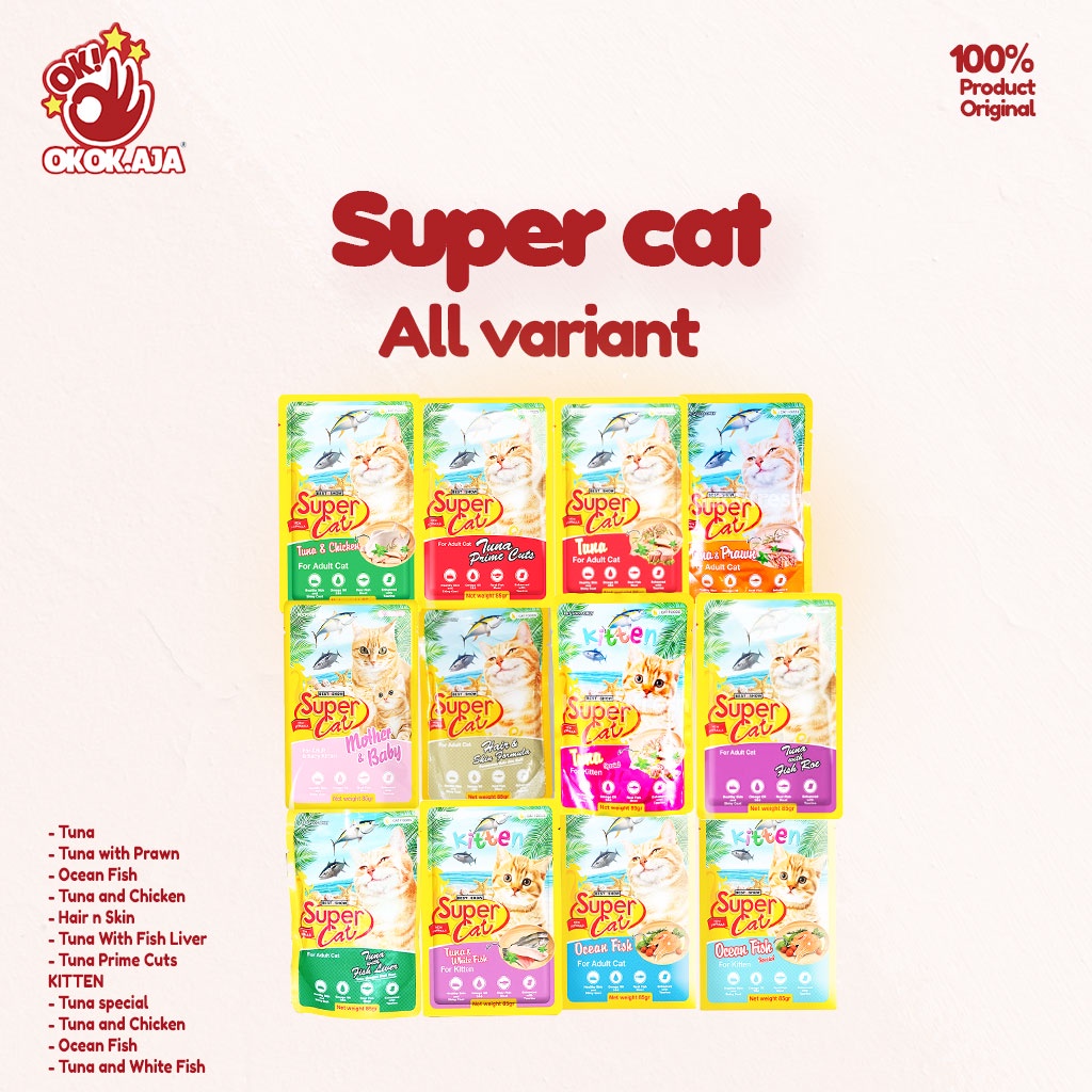 Makanan Kucing basah murah SUPER CAT pouch 85gr - SUPER CAT sachet