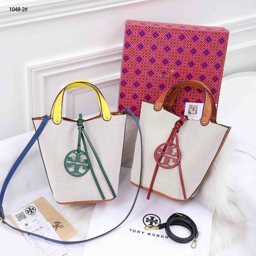 Tory Burch Miller Canvas Mini Bucket Bag #1048-2 # HR