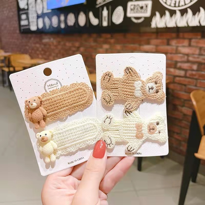 Jepit Rambut Rajut Bear Cute Korean Aksesoris Fashion Import